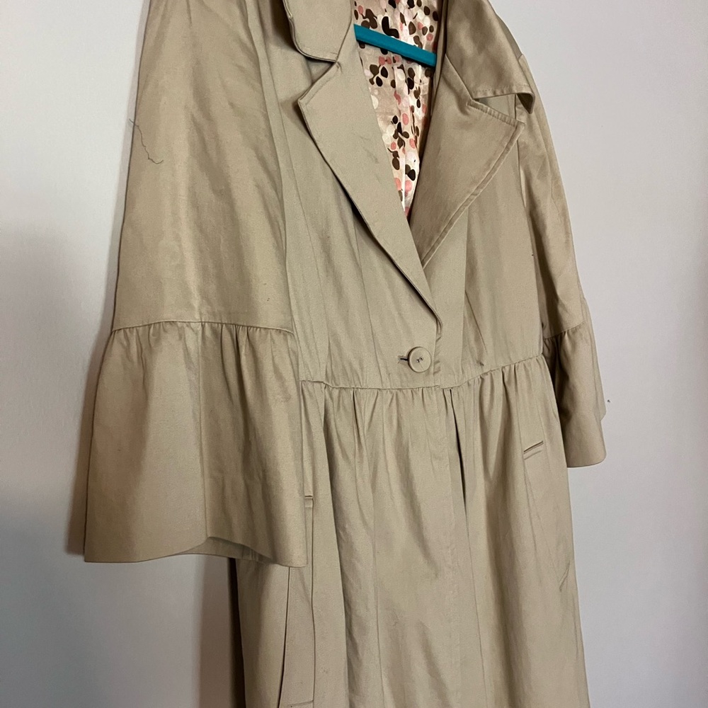 Women's Beige Ruffle Sleeve Coat